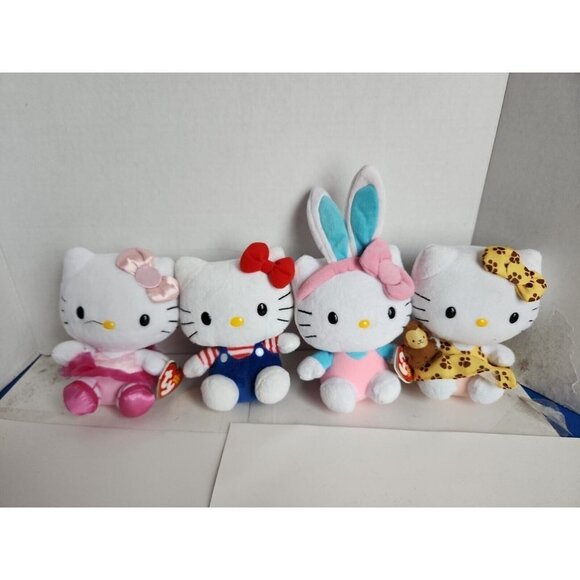 Ty Original Beanie Baby Sanrio Hello Kitty 6" lot of 4 Easter - Picture 1 of 10
